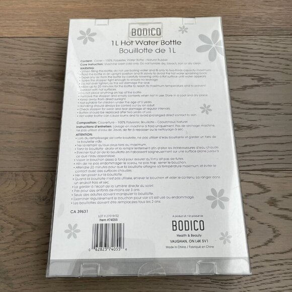 Bodico Health & Body 1L Hot Water Bottle w Sweet Baby Fox Poly Cover Sz OS NWT - Picture 4 of 5